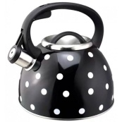 Чайник із свистком для газової плити Unique UN-5301 2,5л горошок, гарний чайник. Колір: чорний. Зображення №6