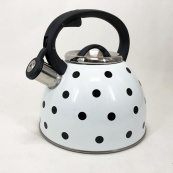 Чайник із свистком для газової плити Unique UN-5301 2.5л горошок, чайники для плит. Колір: білий. Зображення №4 Чайник із свистком для газової плити Unique UN-5301 2.5л горошок, чайники для плит. Колір: білий. Зображення №4