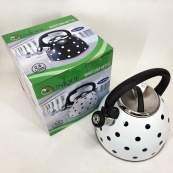 Чайник із свистком для газової плити Unique UN-5301 2.5л горошок, чайники для плит. Колір: білий. Зображення №6 Чайник із свистком для газової плити Unique UN-5301 2.5л горошок, чайники для плит. Колір: білий. Зображення №6