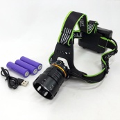 Супер потужний ліхтар налобний Police BL-A14-3-P90 MICRO USB, потужний налобний ліхтар для риболовлі наголовний. Зображення №2