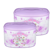 Набір косметичок жіночих каркасних зі штучної шкіри ПВХ, 2 шт., Бузковий. Зображення №3