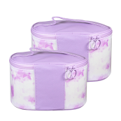 Набір косметичок жіночих каркасних зі штучної шкіри ПВХ, 2 шт., Бузковий. Зображення №4