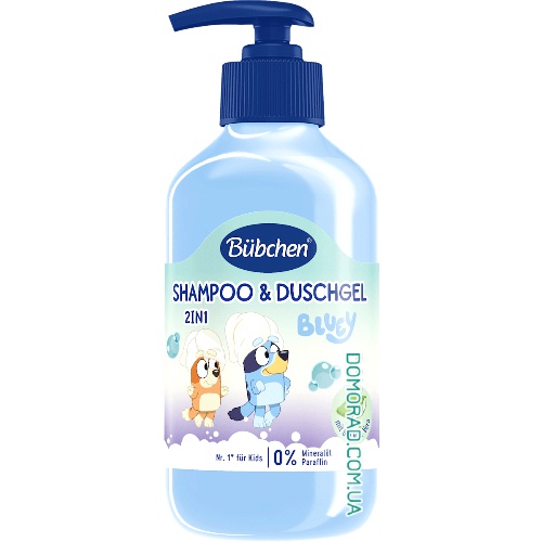 Bubchen 2в1 Шампунь+гель-душ з дозатором Bluey 250ml Bubchen 2в1 Шампунь+гель-душ з дозатором Bluey 250ml