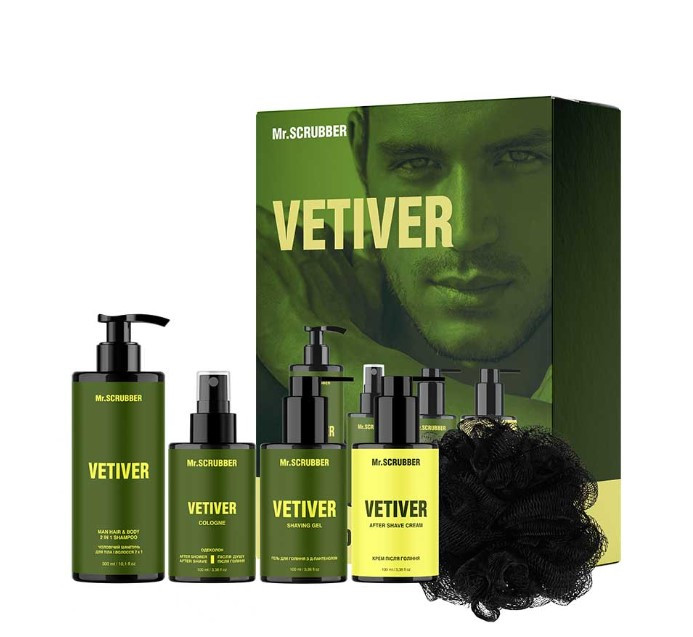 Парфумований набір косметики для чоловіків Vetiver Perfumed Men's Essentials Set Mr.Scrubber Парфумований набір косметики для чоловіків Vetiver Perfumed Men's Essentials Set Mr.Scrubber