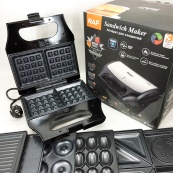 Вафельница бутербродница сендвичница гриль электрическая 8 в 1 RAF R.551 850W Мультипекарь со 8 формами. Изображение №5