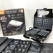 Вафельница бутербродница сендвичница гриль электрическая 8 в 1 RAF R.551 850W Мультипекарь со 8 формами. Изображение №7