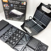 Вафельница бутербродница сендвичница гриль электрическая 8 в 1 RAF R.551 850W Мультипекарь со 8 формами. Изображение №9