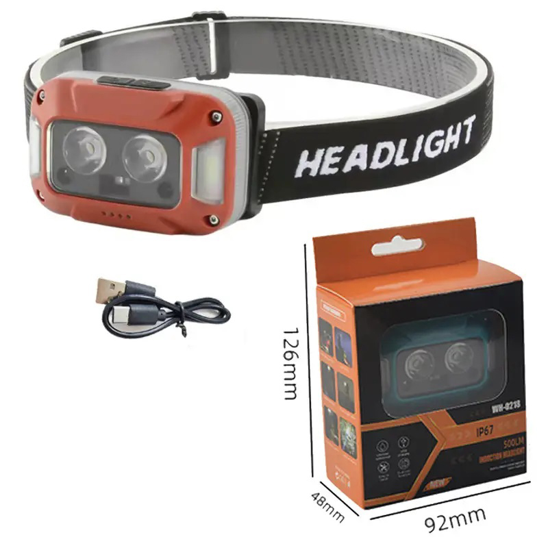 Ліхтар налобний WH-0218-XPG(white+yellow)+SMD(red), Налобний ліхтар для туризму риболовлі та полювання Ліхтар налобний WH-0218-XPG(white+yellow)+SMD(red), Налобний ліхтар для туризму риболовлі та полювання