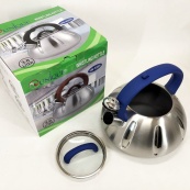 Чайник со свистком Unique UN-5303 кухонный на 3 литра, чайник для газовой плитки. Цвет: синий. Изображение №6 Чайник со свистком Unique UN-5303 кухонный на 3 литра, чайник для газовой плитки. Цвет: синий. Изображение №6