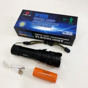 Ручной аккумуляторный светодиодный фонарь Police X-Balog BL-1827-P90 переносной с USB зарядкой оптическим зумом и металлическим корпусом + ремешок на руку. Изображение №4