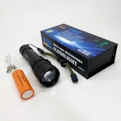 Ручной аккумуляторный светодиодный фонарь Police X-Balog BL-1827-P90 переносной с USB зарядкой оптическим зумом и металлическим корпусом + ремешок на руку. Изображение №5