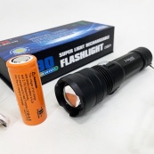 Ручной аккумуляторный светодиодный фонарь Police X-Balog BL-1827-P90 переносной с USB зарядкой оптическим зумом и металлическим корпусом + ремешок на руку. Изображение №8