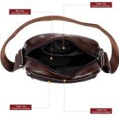 Чоловіча сумка з натуральної італійської шкіри, коричнева, компактний месенджер, кросбоді. Зображення №10