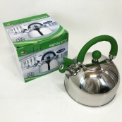 Чайник Unique со свистком UN-5302 2.5 л, хороший чайник со свистком, чайник на плиту. Цвет: зеленый. Зображення №3