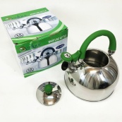 Чайник Unique со свистком UN-5302 2.5 л, хороший чайник со свистком, чайник на плиту. Цвет: зеленый. Зображення №4