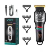 Машинка для стрижки волосся та бороди професійна VGR V-699 з насадками та LED дисплеєм. Колір: чорний. Зображення №7