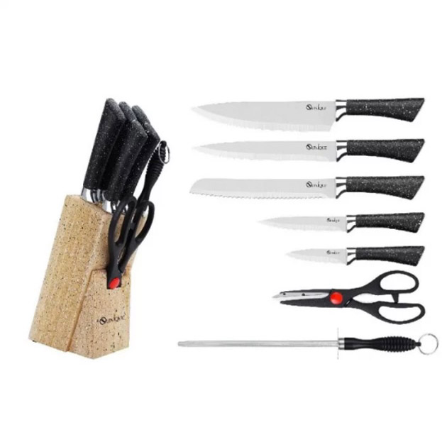 Набір Кухонних ножів з ножицями та підставкою UNIQUE UN-1837, Набір якісних ножів для дому Набір Кухонних ножів з ножицями та підставкою UNIQUE UN-1837, Набір якісних ножів для дому