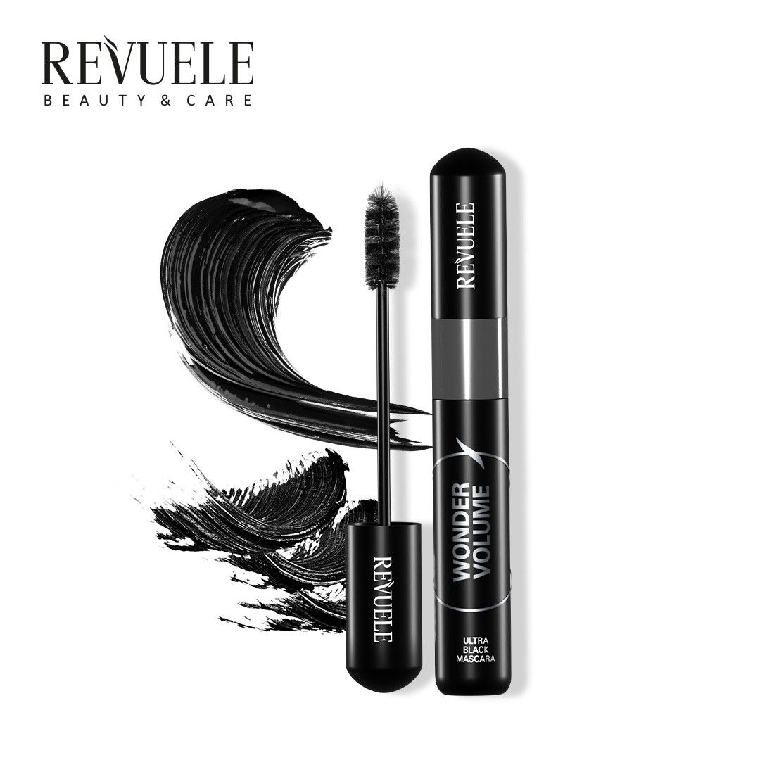 Туш для вій ультра-чорна Revuele 10 мл, об'ємна Туш для вій ультра-чорна Revuele 10 мл, об'ємна