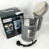 Електрочайник Rainberg RB-2220 скляний дисковий прозорий. Чайник із підсвічуванням 2200 Вт. Колір: сірий. Зображення №8 Електрочайник Rainberg RB-2220 скляний дисковий прозорий. Чайник із підсвічуванням 2200 Вт. Колір: сірий. Зображення №8