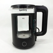Електрочайник Rainberg RB-2220 скляний дисковий прозорий. Чайник із підсвічуванням 2200W. Колір: чорний. Зображення №9 Електрочайник Rainberg RB-2220 скляний дисковий прозорий. Чайник із підсвічуванням 2200W. Колір: чорний. Зображення №9