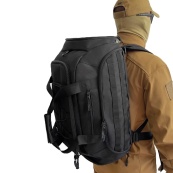 Тактична дорожня сумка-рюкзак 2 в 1 — зміцнена, універсальна чорна. Зображення №4 Тактична дорожня сумка-рюкзак 2 в 1 — зміцнена, універсальна чорна. Зображення №4