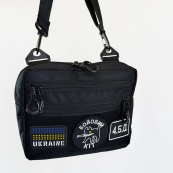 Тактическая сумка для патчей Cordura 600D — 5 карманов, мессенджер черный из ткани. Изображение №2 Тактическая сумка для патчей Cordura 600D — 5 карманов, мессенджер черный из ткани. Изображение №2