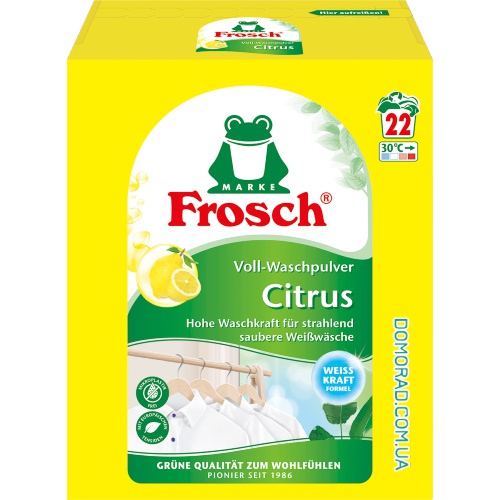 Frosch Сухий порошок для прання Citrus 22WL 1,45kg Frosch Сухий порошок для прання Citrus 22WL 1,45kg