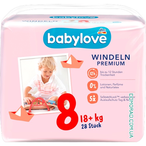 Babylove Підгузки Premium (розмір 8) 18+kg 28шт. Babylove Підгузки Premium (розмір 8) 18+kg 28шт.
