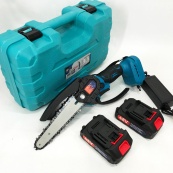 Аккумуляторная цепная мини пила 6"(15 см) Domotec 24V для обрезки деревьев и распила дров, по дереву. Изображение №2