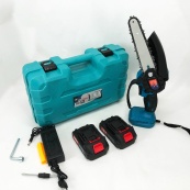 Аккумуляторная цепная мини пила 6"(15 см) Domotec 24V для обрезки деревьев и распила дров, по дереву. Изображение №9