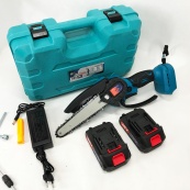 Аккумуляторная цепная мини пила 6"(15 см) Domotec 24V для обрезки деревьев и распила дров, по дереву. Изображение №12