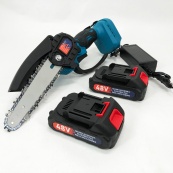 Аккумуляторная цепная мини пила 6"(15 см) Domotec 24V для обрезки деревьев и распила дров, по дереву. Изображение №19