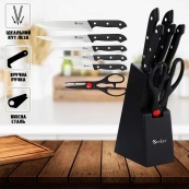 Набір кухонних ножів з ножицями та підставкою UNIQUE UN-1836. Зображення №2 Набір кухонних ножів з ножицями та підставкою UNIQUE UN-1836. Зображення №2