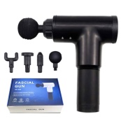 Акумуляторний масажер Fascial Gun KH-320 портативний ручний ударний м'язовий пістолет 4 насадки чорний. Зображення №4