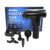 Акумуляторний масажер Fascial Gun KH-320 портативний ручний ударний м'язовий пістолет 4 насадки чорний. Зображення №10