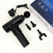 Акумуляторний масажер Fascial Gun KH-320 портативний ручний ударний м'язовий пістолет 4 насадки чорний. Зображення №16