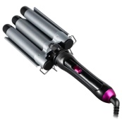 Потрійна-плойка для завивки волосся з потрійним нагріванням 65 Вт 220 В Domotec MS-481B з керамічним покриттям. Зображення №2