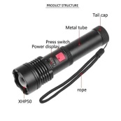 Ліхтарик світлодіодний з акумулятором X-Balog BL-X72-P90, ліхтар ручний потужний, тактовний ліхтар. Зображення №3