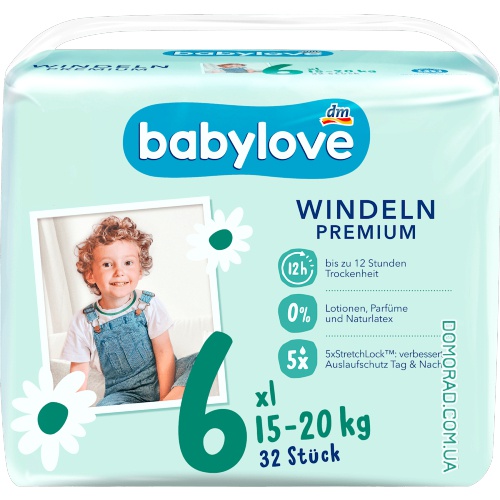 Babylove Підгузки Premium (розмір 6) XL 32шт. Babylove Підгузки Premium (розмір 6) XL 32шт.