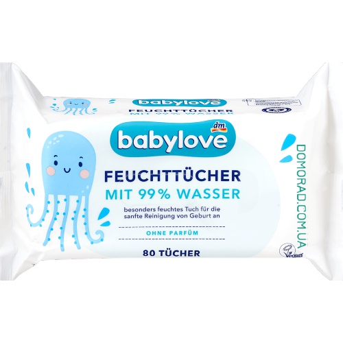 Babylove Вологі серветки 99% Wasser 80шт. Babylove Вологі серветки 99% Wasser 80шт.