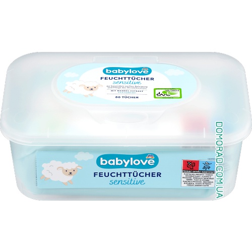 Babylove Вологі серветки у коробці Sensitive BOX 80шт. Babylove Вологі серветки у коробці Sensitive BOX 80шт.