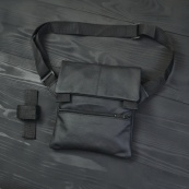 Тактична шкіряна сумка з кобурою, чоловічий месенджер, барсетка - чорний слінг, чоловіча сумка через плече. Зображення №8