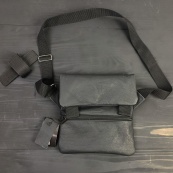 Тактична шкіряна сумка з кобурою, чоловічий месенджер, барсетка - чорний слінг, чоловіча сумка через плече. Зображення №27