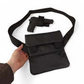 Тактична шкіряна сумка з кобурою, чоловічий месенджер, барсетка - чорний слінг, чоловіча сумка через плече. Зображення №38