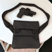 Тактична шкіряна сумка з кобурою, чоловічий месенджер, барсетка - чорний слінг, чоловіча сумка через плече. Зображення №39