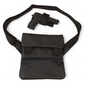 Тактична шкіряна сумка з кобурою, чоловічий месенджер, барсетка - чорний слінг, чоловіча сумка через плече. Зображення №40