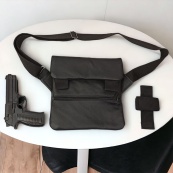 Тактична шкіряна сумка з кобурою, чоловічий месенджер, барсетка - чорний слінг, чоловіча сумка через плече. Зображення №42