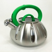 Чайник со свистком Unique UN-5303 кухонный на 3 литра, Чайник нержавейка со свистком. Цвет: зеленый. Изображение №3