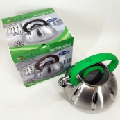 Чайник со свистком Unique UN-5303 кухонный на 3 литра, Чайник нержавейка со свистком. Цвет: зеленый. Изображение №5