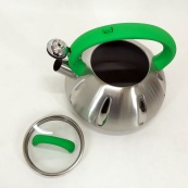 Чайник со свистком Unique UN-5303 кухонный на 3 литра, Чайник нержавейка со свистком. Цвет: зеленый. Изображение №7